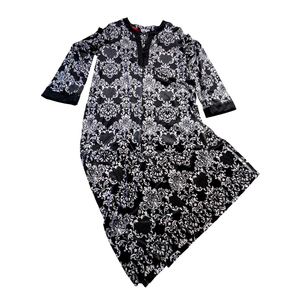 Charter Club Intimates Damask Nightgown Robe – M Black White